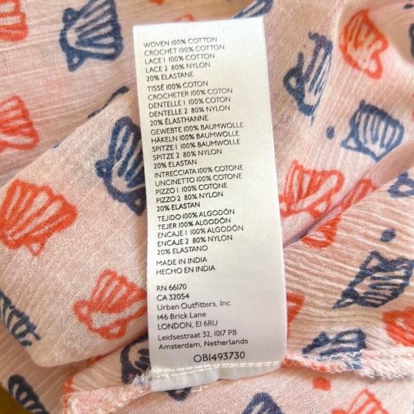 Urban Outfitters Kimchi Blue Gia Babydoll Blouse with Seashell Pattern NWOT - Picture 15 of 16